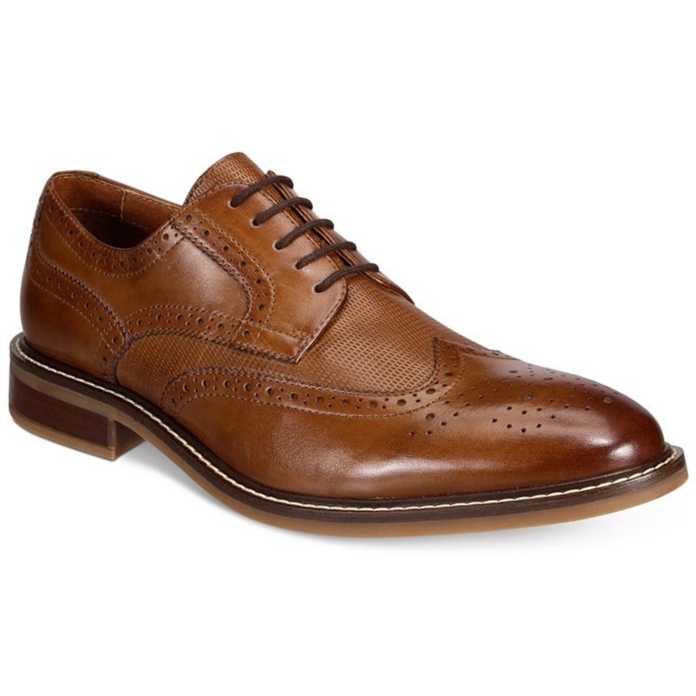 ALFANI MEN’S TYLER WINGTIP DERBY OXFORD TAN BROWN